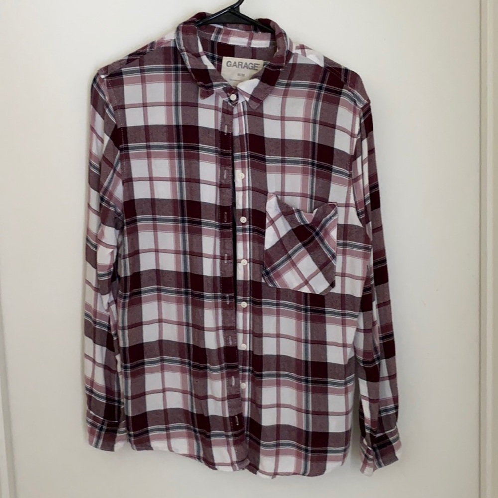 Maroon and white flannel